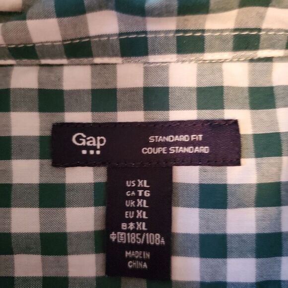 Gap Plaid Green White Shirt XL - Picture 3 of 5